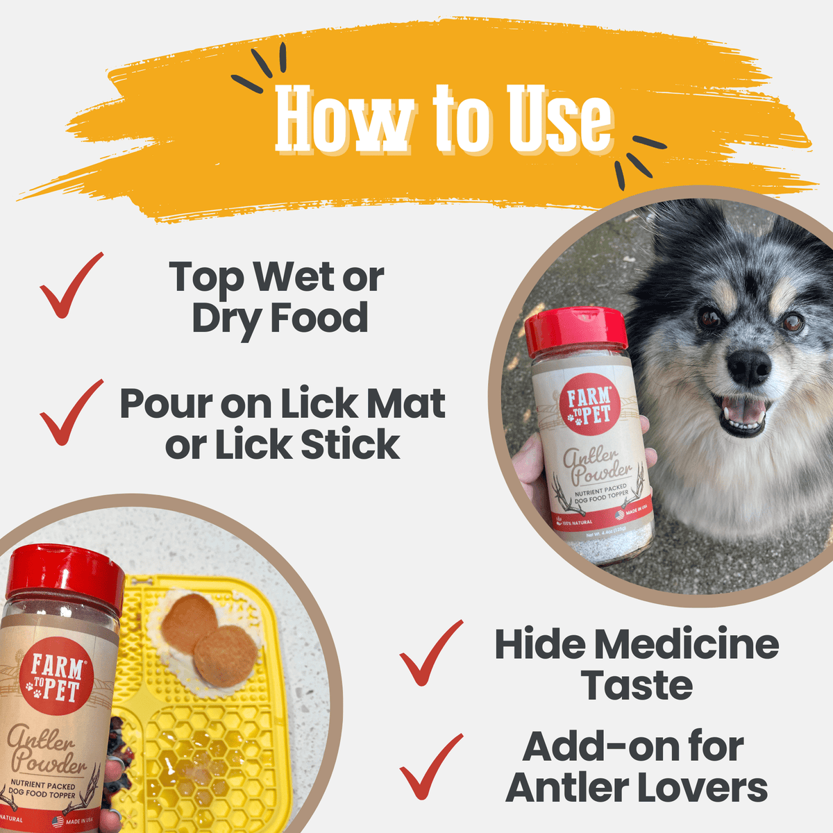 Treat Topper Antler Powder Dog Food Topper | Nutritional Supplement for Dogs and Cats